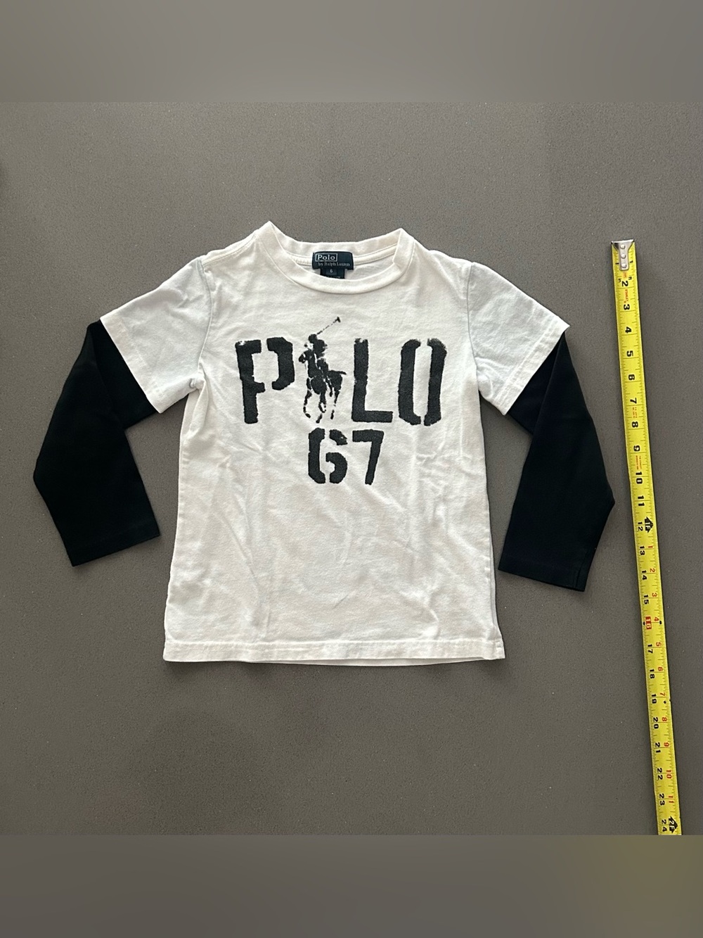 Polo by Ralph Lauren White & Black Layered Long-Sleeve Tee Kids Size 6..